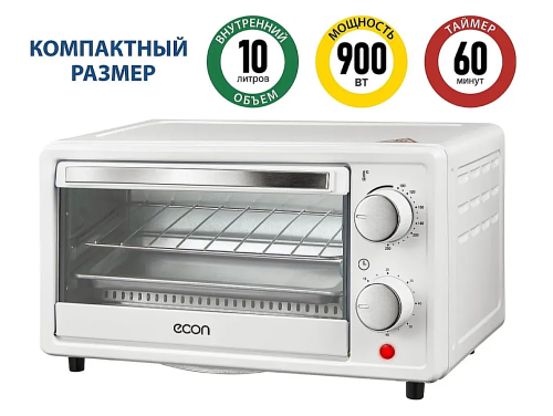 Мини-печь ECON ECO-1001MO (духовка 10л, белый) фото 5