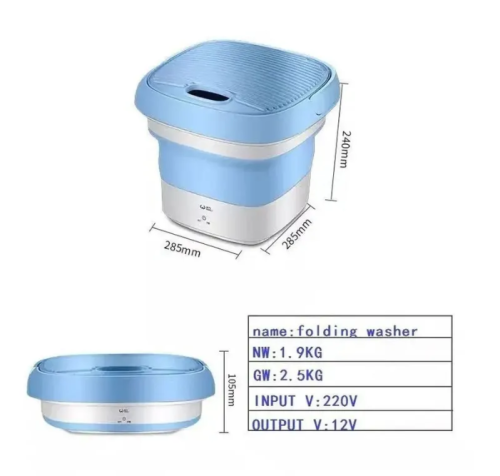 Мини стиральная машина портативная Синий ; Ультразвуковая складная машинка автомат + Отжим фото 6