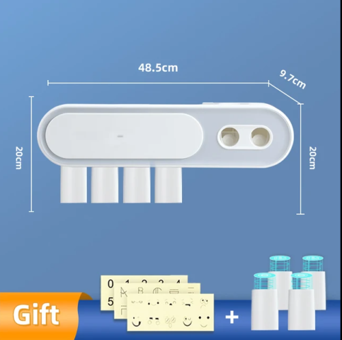 Электрический держатель для зубных щеток.Настенный автоматическая подача для зубной пасты.Ящик для хранения ваты и пр.Органайзер
 фото 2