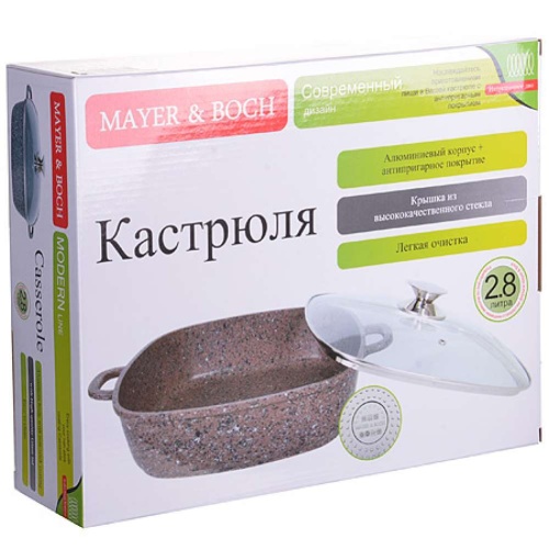 Кастрюля с крышкой алюминий MAYER&BOCH 29034 Кастрюля алюминий 4,2л. 28см.ГРАНИТ фото 3